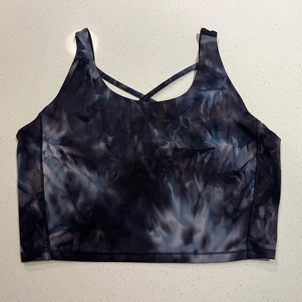 ZELOS | Medium Impact Crisscross Sports Bra in Tie-Dye Size Large